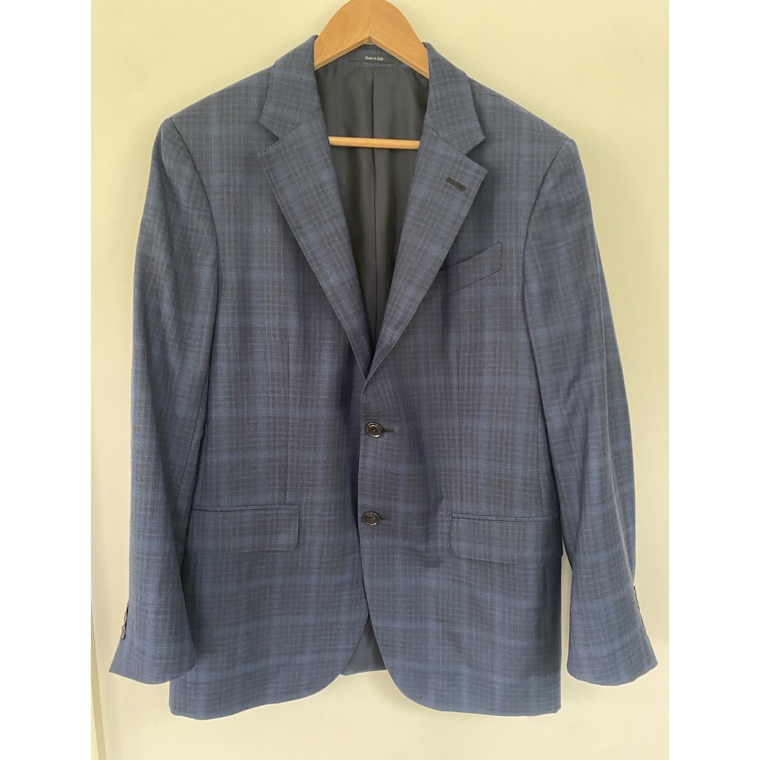 Ermenegildo Zegna Achill Farm Wool Silk Windowpane Plaid Sport Coat Blue Us 40r
